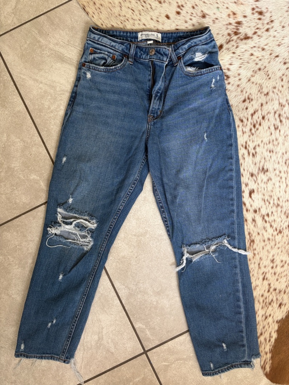 Abercrombie & Fitch Distressed Blue “The Mom” Jeans